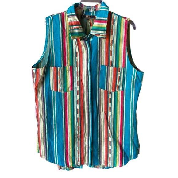Lucky & Blessed Sleeveless Western Button Down Shirt Women’s Size XL Top - Picture 13 of 13